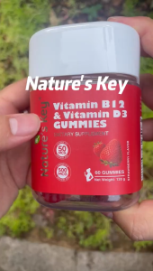 【NEW ARRIVAL】Natures Key Halal Vitamin D3 + B12 Gummies Stronger Bones Immune Boost Energy Support Sugar-Free Formula 60 gummies