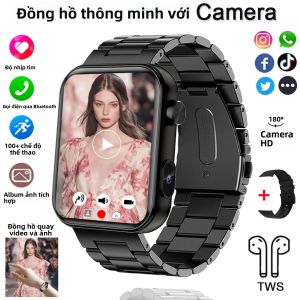 Đồng Hồ Thông Minh 4K HD Dành Cho Nam Và Nữ Có Camera Tai Nghe BluetoothTWS Máy Nghe Nhạc Máy Theo Dõi Nhịp Tim Máy Theo Dõi Giấc Ngủ Dây Đeo Cổ Tay Thời Trang