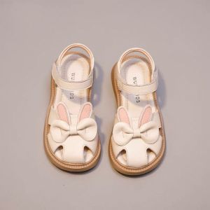 Princess Style Soft Bottom Leather Baby Girl Shoes Summer Fashion Sandals Covering Toe Pink Color Children Footwear