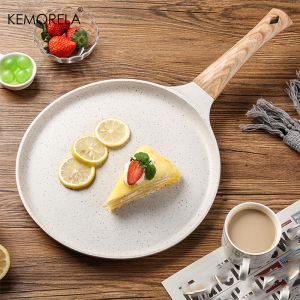 Chảo Làm Bánh Kếp Bằng Gốm Chống Dính 20/24/28cm Chảo Rán Làm Trứng Tráng Thịt Bò Bánh Tortilla Có Tay Cầm Thân Thiện Với Môi Trường Tương Thích Với Bếp Gas