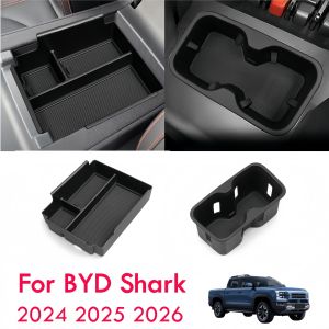Center Console Armrest Organizer Tray Box For BYD Shark 2026 2025 2024 TPE Cup Holder Insert BYD Shark 6 Accessories