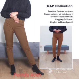 RAP - Celana Kerja Wanita Pinggang Full karet Pemda Aceh Pemda (Khaki)-Celana bahan