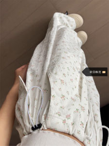 Quần Tây Công Sở Họa Tiết Hoa Màu Trắng Cỡ Lớn Cho Nữ Mùa Thu Đông Quần Ống Rộng Cạp Cao Rộng Rãi Thường Ngày Thời Trang