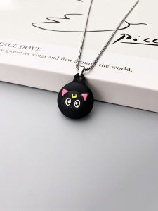 Applicable to Apple Airtag Protective Case Airtags Necklace Kids Neck Hanging Chain Shell Apple Airtag Locator Silica Gel Protective Shell Tracker Titanium Steel Lanyard Lanyard for the Elderly Cute