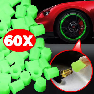 60PCS Upgrade Luminous Tire Valve Stem Caps Fluorescent Glowing Dust Cover for Car Motorcycle Bicycle Wheel Rim Hub Auto Motorcycle Tire Decoration Accessories