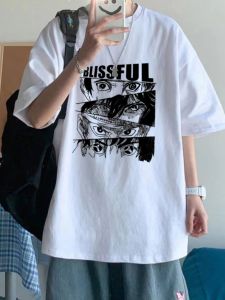 Áo Thun Nam Tay Ngắn Phong Cách Hồng Kông Mùa Hè Mới Rộng Rãi Thường Ngày Cotton Nguyên Chất Thời Trang Cặp Đôi in Họa Tiết 3D