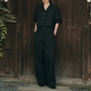 PIAOYA | Minimalist Mature Style Cotton Straight Leg Trousers High Waist