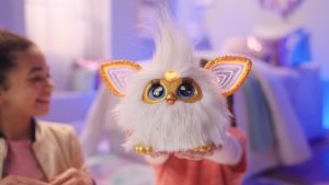 Furby Gold Glam Interactive Plush Toys for 6 Year Old Girls & Boys & Up Voice Activated Animatronic Speaks English & Furbish White