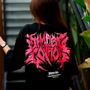 KAOS OVERSIZE & REGULER | DAMAGE CONTROL BLACK T-SHIRT | COTTON COMBED | TRIAD GRAPHIC STREETWEAR APPAREL | A4881