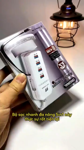 Bộ Sạc Nhanh 66W Đa Năng 5 Trong 1 Ngắt Tự Động Bảo Vệ Thiết Bị Củ Sạc Nhanh PD 66W Sạc 5 Thiết Bị Cùng Lúc