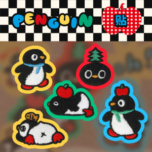 Đồ Thủ Công DIY Dễ Thương Thêu Hình Chim Penguin Vải Lanh Túi Đựng Sách Điện Thoại Di Động Tự Dính