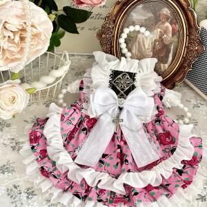 Aw Original Cat Curly Cat Sweet Printed Rose Simple Stroke Dog Birthday Photo Camping Princess Dress