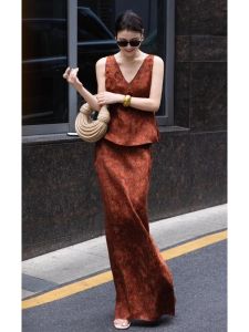 DANTING | Elegant Summer Set Dressy Blouse and Skirt Two-Piece