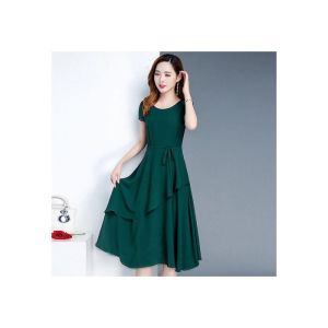 QIAOXIZI | Elegant A-line Dress for Women High Waist Short Sleeve Summer Dress Casual Party Dress Womens Dress Pink Dress for Women