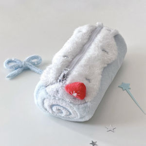 EELHOE | NEW 1PC Cute Cream Roll Plush Pencil Case Large Capacity School Student Stationery Storage Bag
