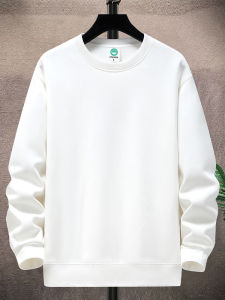 New 2025 Mens Sweatshirt Thin Long Sleeve round Neck Base Shirt White Youth Trendy Cotton Spring Autumn Winter Casual Wear