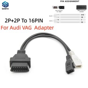 High Quality 2X2 OBD to OBD2 16Pin Adapter Cable for Audi VAG 2P+2P Male To 16PIN OBD 2 Female Connector Car Diagnostic Tools