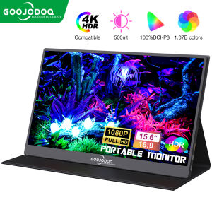 Goojodoq Portable Monitor for Laptop 15.6 1920*1080P FHD IPS Display USB-C HDMI Portable Monitor for iPad/PC/Mac/Phone/Xbox Switch/PS4