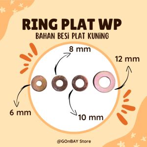 Ring Besi Plat Kuning WP Kunci Baut Lubang Diameter 6 8 10 12 mm