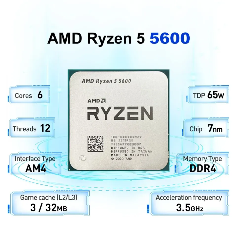 AMD | AMD Ryzen 5 5600 Gaming CPU 6 Core 12 Thread 4.4GHz Boost