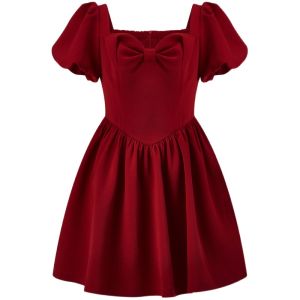 TAMMY TANGS | Red Party Dress for Women Short Sleeve