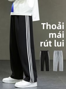 ROMON | Quần dài nam ống đứng rộng rãi mùa xuân hè mới quần dài thể thao phong cách trẻ trung quần dài thể thao bằng vải polyester