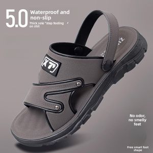 MONLEYTA | Mens Summer 2025 New Driving Beach Shoes Anti-slip Deodorant Outdoor Wear For Work Dad Slip-On Sandals Casual Flat Leather