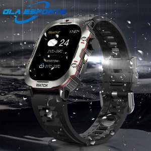 Rugged Military Smart Watch Flashlight Sport Watch for Men Women Inifnite Screen Heart Rate Monitor Multiple Sport Outdoor Watch