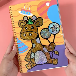 SG EmmAmy® Magic Art Childrens Cartoon Diy Set Foil Art Coloring Coil Book Magic Art Sticker Book Kids Birthday Gifts