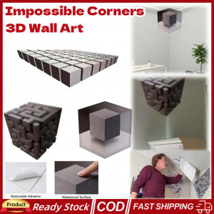 Aitemay Impossible Corners 3D Wall Art Stickers Optical Illusion Corner Wall Decal Large Removable Peel And Stick Wall Art Living Room Bedroom Study Modern Home Decor