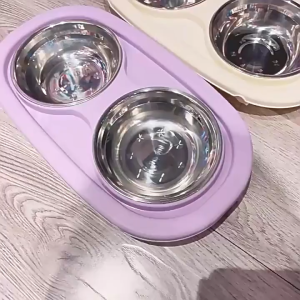 Stainless Steel Double Pet Bowl Foldable Feeder Detachable Neck Protection Large Capacity Food Water Dish for Cats Dogs