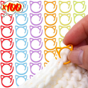 Dizoey 20/100PCS Colorful Cat Ears Metal Knitting Crochet Locking Stitch Marker Buckle DIY Weaving Knitting Sewing Tools Accessories