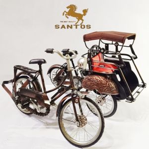 paket hemat miniatur becak jogja dan sepeda onthel