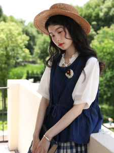 เสื้อกั๊กยีนส์ทรงเข้ารูปสไตล์วินเทจสำหรับฤดูร้อนปี 2025 เสื้อแขนกุดผูกเอวแบบบางสำหรับสาวๆ ความยาวปกติ