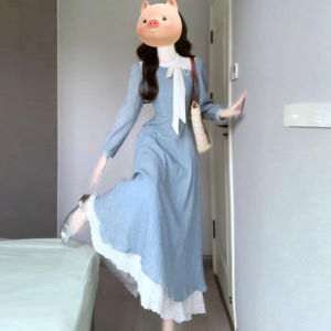 CHANGTONG | French Style Elegant Long Dress Waist Defining