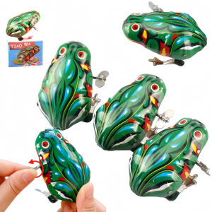 Classic Tin Clockwork Toy Jumping Frog Childrens Vintage Toy Boy Education Baby Classic Toy Wind Up Toys
