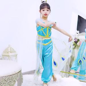 Kids Arabian Princess Dress Girls Halloween Jasmine Costume For Children Carnival Cosplay Party Disguise Fancy Outfits