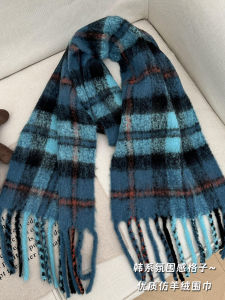Winter 2025 Womens Plaid Scarf Thick Warm Long Korean Style Fashionable Neck Warmer Cashmere like Fabric Winter Essential