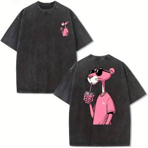 PAZHAOLANG | Oversized Vintage American Style Panther Print Tshirt