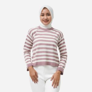 SWEATER KNITWEAR RAJUT SWEATSHIRT WANITA GARIS GARIS FRIDAY KILLER GIRL | LULLA LILAC