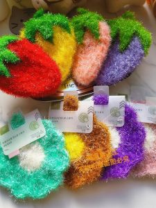 Handmade Acrylic Strawberry Kitchen Towel Scrubber Dishcloth Non-Damaging Pot Cleaning Tool Pure Handmade Dish Towel
