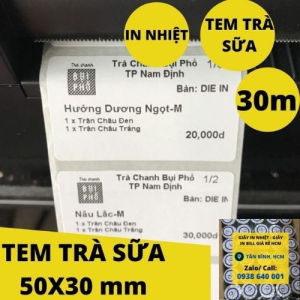 (20 CUỘN) Tem trà sữa 50x30 - Tem nhiệt in tem nhãn in mã vạch in tem phụ