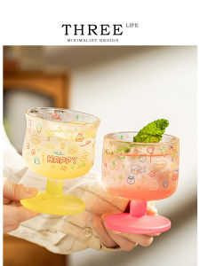 THREE LIFE | Cute Design Glass Cup for Drink
