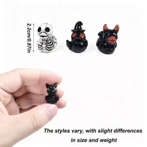 60 quirky mini resin duck figurines incorporating devil skull and ghost designs suitable for indoor desktops and patio lawns
