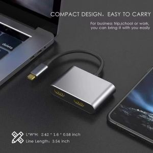 Type-C Hub Docking Station to HDMI*2 4K USB3.0 PD Fast Charging Dual Screen Extend Display USB C Hub Converter for Macbook