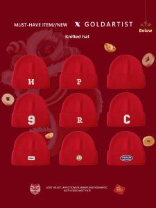 Warm Red Knitted Hat for Men And Women Casual Style Polyester Fiber Winter Cap Autumn Winter Season Street Shopping Hat