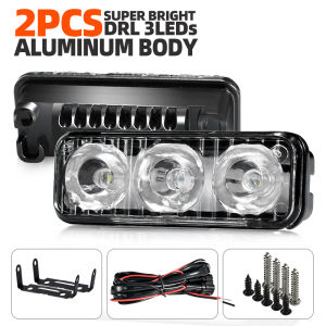 Super Powerful Bright LED DRL Daytime Running Lights Front Fog Lamp White 3LEDs Aluminum Alloy Body Lamp 12V for Car Front DRLs