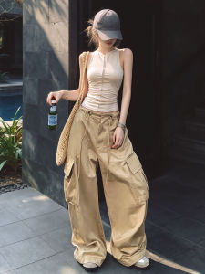 LIRUSHAN | Youthful No-Sleeve Vest and Wide Leg Pants Set For Spicy Girl Style