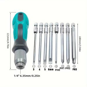 Bộ 9 Bộ Tua Vít Đầu Có Thể Thay Thế Có Rãnh Phillips Từ Tính Thép Chrome-Vanadi Sửa Chữa Tại Nhà Bộ Dụng Cụ Cầm Tay Với Tay Cầm Chống Trượt
