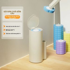 Bộ Bàn Chải Vệ Sinh Nhà Vệ Sinh Dùng Một Lần Gắn Tường Vệ Sinh Kèm 6 Đầu Thay Thế - Dụng Cụ Vệ Sinh Nhà Vệ Sinh Tiện Lợi Không Tiếp Xúc Dành Cho Gia Đình & Khách Sạn